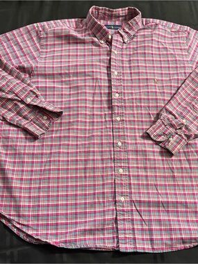 Polo Ralph Lauren Shirt Mens 2XB Plaid Multicolored OCBD Flesh Pony Long Sleeve